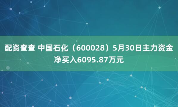 配资查查 中国石化（600028）5月30日主力资金净买入6095.87万元