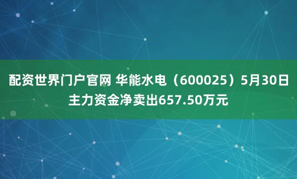配资世界门户官网 华能水电（600025）5月30日主力资金净卖出657.50万元
